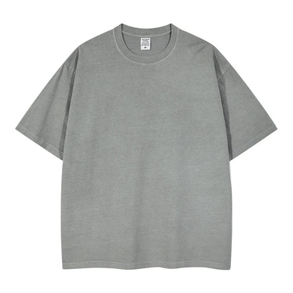 ZODF 2024 Summer Men 200gsm Washed Cotton Solid T Shirts Loose Unisex Male Casual Basic Comfortable T-Shirt Brand Tees HY0254