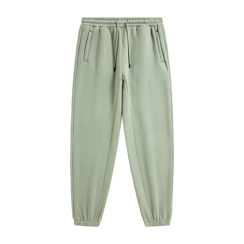 ZODF Unisex 345gsm Fleece Sweatpants Loose Fit Retro Hip Hop Winter Joggers HY0005 - Gray green / S / China Mainland