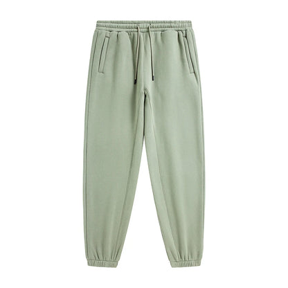 ZODF Unisex 345gsm Fleece Sweatpants Loose Fit Retro Hip Hop Winter Joggers HY0005 - Gray green / S / China Mainland