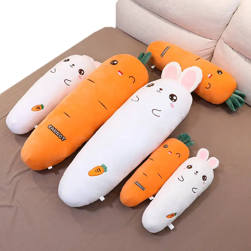 1.1M Long Rectangle Carrot Bunny Plush Pillow Stuffed Soft Bed Pregnant Pinch Leg Pillow Sleeping Boyfriend Throw Pillow Gift
