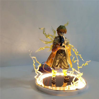 Demon Slayer Action Anime Figures Kimetsu no Yaiba Agatsuma Zenitsu Night Lights Led Set Figurine Model Toys for Children Model