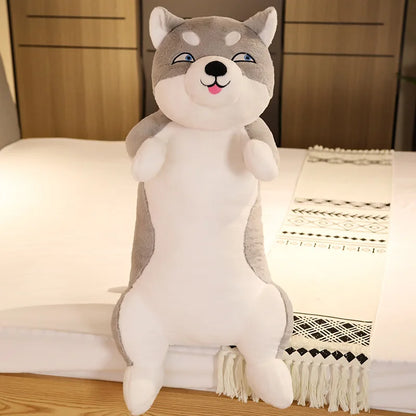 60-100CM Cute Shiba Inu & Husky Dog Plush Toys Long Animals Sleep Pillow Office Nap Pillow birthday Gift for Boy Girls