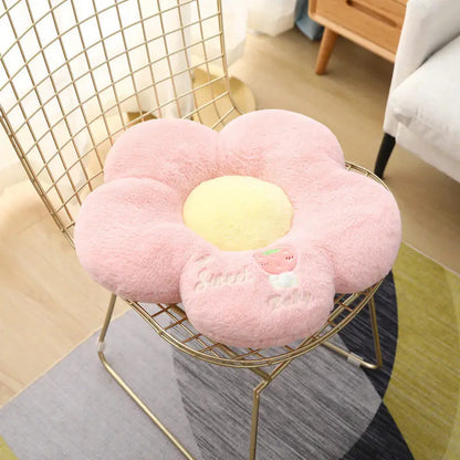 Long Plush Sunflower Pillow Stuffed Flower Shape Floor Mat Baby Game Mat Home Playmat Soft Plant Flower Throw Pillow Cushion