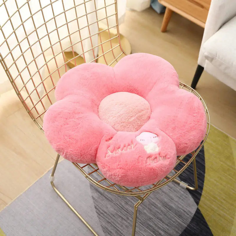 Long Plush Sunflower Pillow Stuffed Flower Shape Floor Mat Baby Game Mat Home Playmat Soft Plant Flower Throw Pillow Cushion