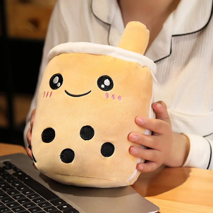 1pc Reversible Boba Plush Toys Double-Sided Bubble Tea Baby  Cuddly Doll Stuffed Two-sided Boba Milk Tea Toy Xmas Gifts for Kids