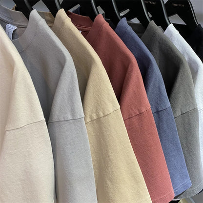 ZODF Fashion Spring Summer Washed Solid T Shirts For Men Loose Unisex 310gsm Cotton Heavy Weight T-Shirt Brand Tops HY0064