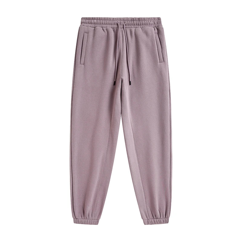 ZODF Unisex 345gsm Fleece Sweatpants Loose Fit Retro Hip Hop Winter Joggers HY0005 - Lavender / XL / China Mainland