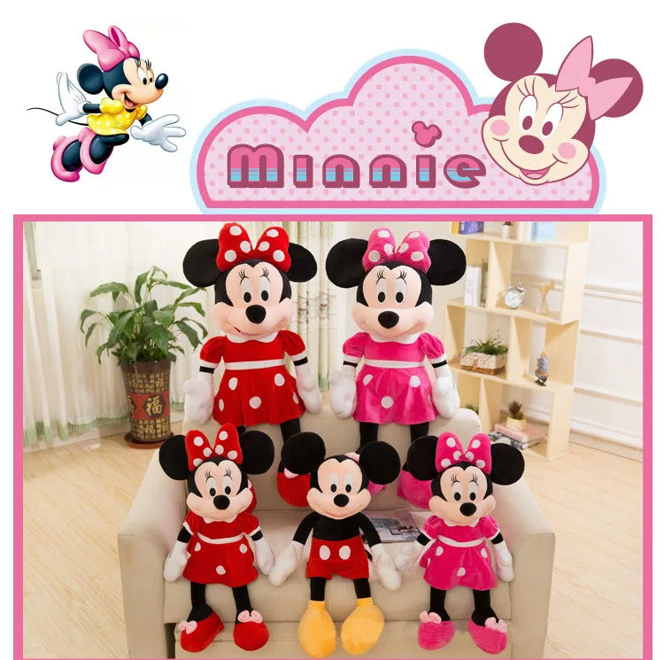 30-70cm Classic Minnie Mickey Mouse Kawaii Stuffed Plush Toys Children Throw Pillow Doll Birthday Girlfriend Girl Couples Gift