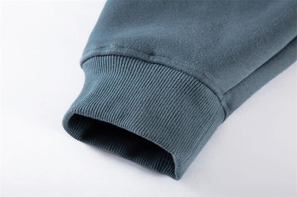 ZODF New Winter Men Basic Thick Fleece 345gsm Hoodies Casual Loose Hip Hop Unisex Hooded Sweatshirt Pullovers Tracksuits HY0010