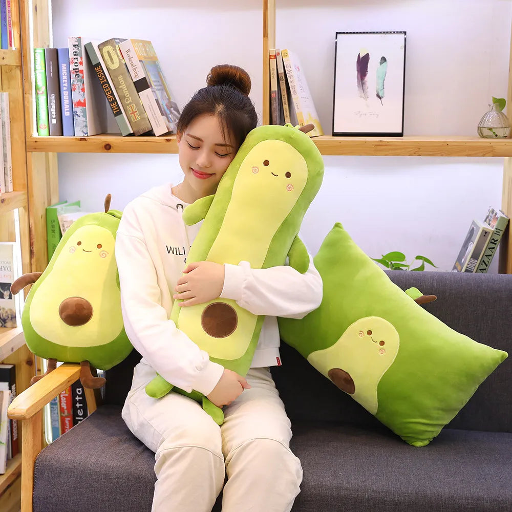 Cute Avocado plush toy Cartoon Smile  Avocado Sleeping pillow Cushion Stuffed plant soft doll fruit pillow baby toy gift for her
