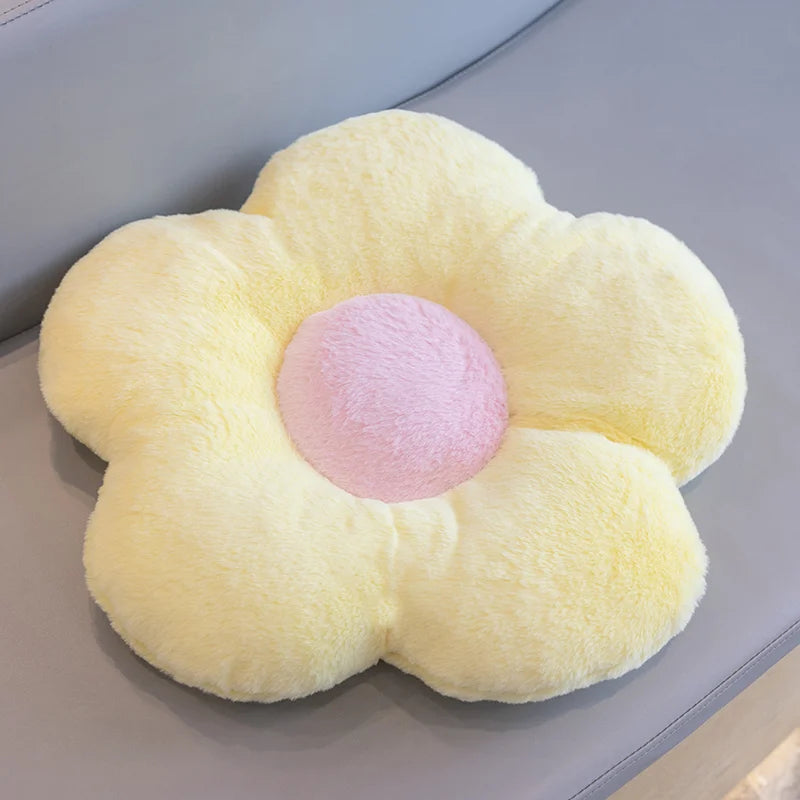 Long Plush Sunflower Pillow Stuffed Flower Shape Floor Mat Baby Game Mat Home Playmat Soft Plant Flower Throw Pillow Cushion