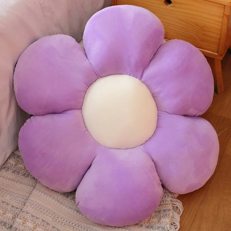 Long Plush Sunflower Pillow Stuffed Flower Shape Floor Mat Baby Game Mat Home Playmat Soft Plant Flower Throw Pillow Cushion