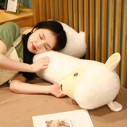 Furry Plush Llama  Alpaca Plush Toy Stuffed Soft Long Plush Lifelike Alpaca Sheep Hug Throw Pillow Animals Nap Sleeping Pillow