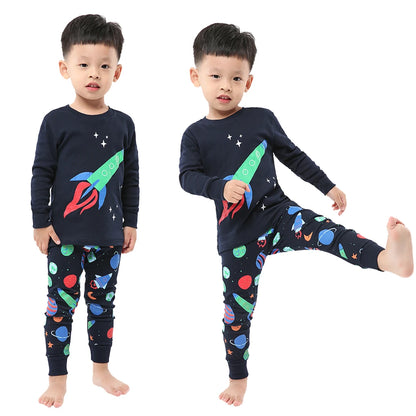 Boys Pajamas Sets 2 to 3 4 5 6 7 8 Years Cotton Long Sleeve Toddler Boy Pijama Autumn Winter Kids Sleepwear Set Children Clothes