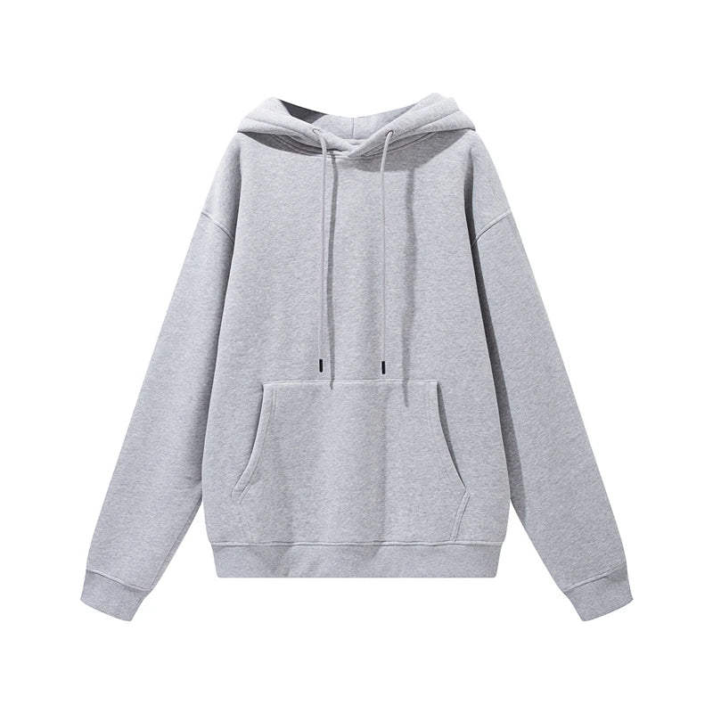 ZODF New Winter Men Basic Thick Fleece 345gsm Hoodies Casual Loose Hip Hop Unisex Hooded Sweatshirt Pullovers Tracksuits HY0010