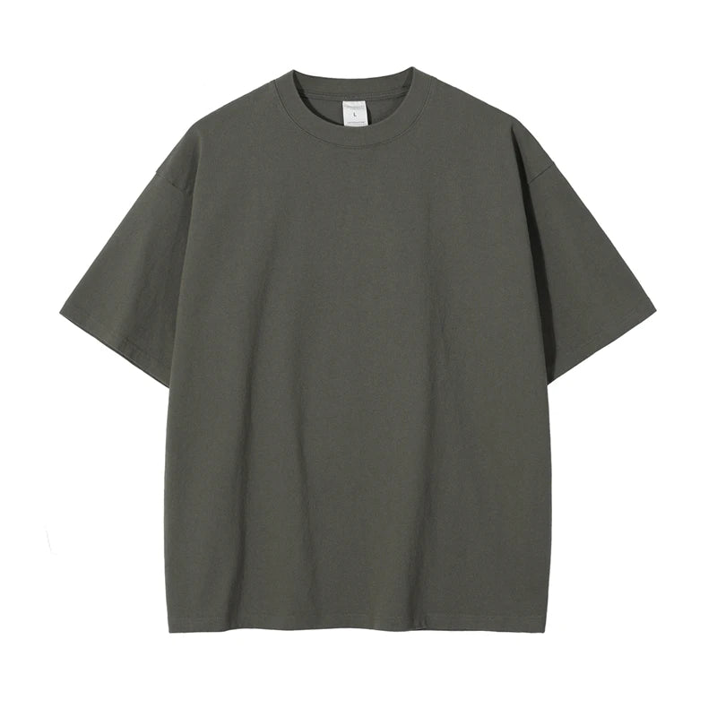 ZODF Fashion Spring Summer Washed Solid T Shirts For Men Loose Unisex 310gsm Cotton Heavy Weight T-Shirt Brand Tops HY0064