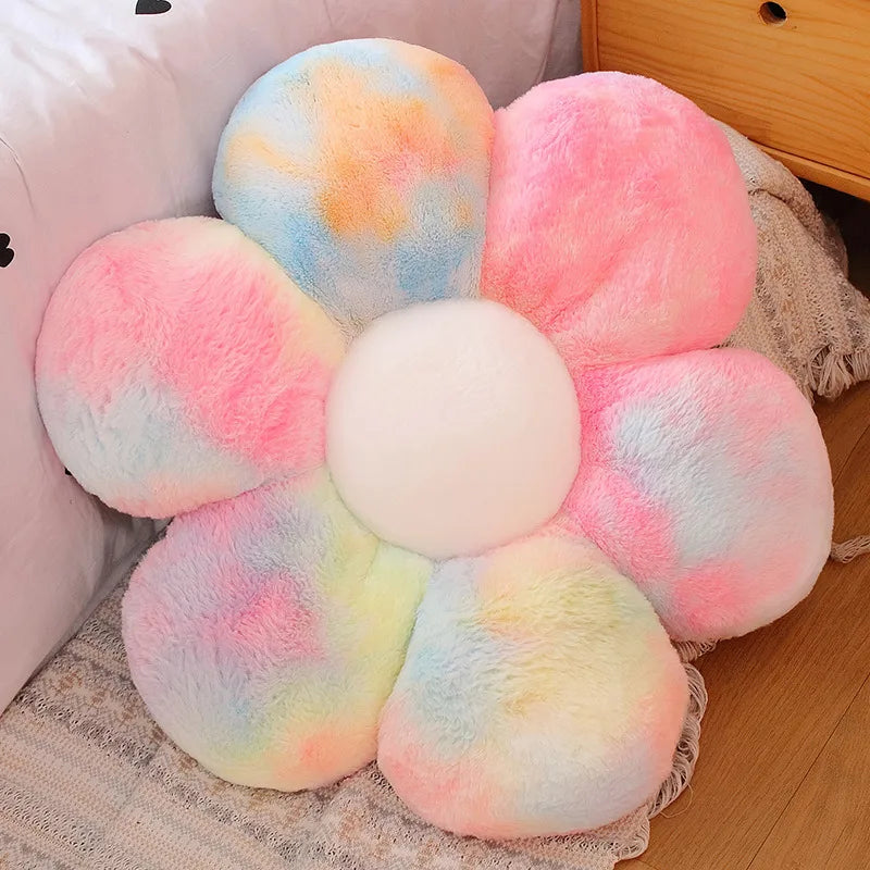 Long Plush Sunflower Pillow Stuffed Flower Shape Floor Mat Baby Game Mat Home Playmat Soft Plant Flower Throw Pillow Cushion