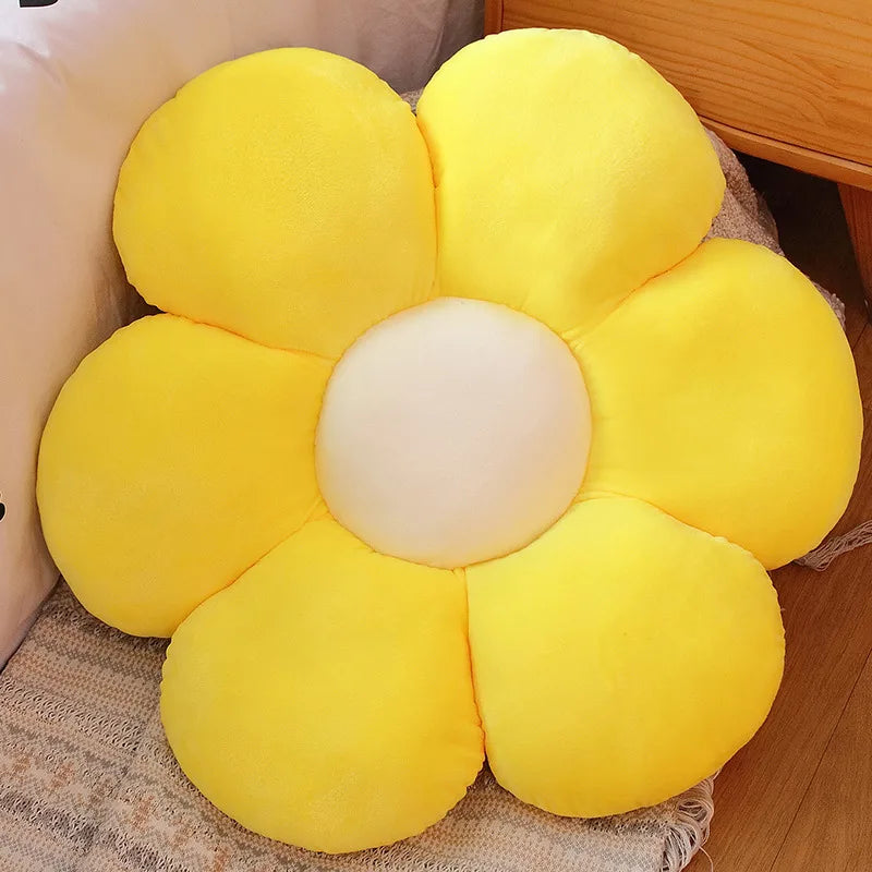 Long Plush Sunflower Pillow Stuffed Flower Shape Floor Mat Baby Game Mat Home Playmat Soft Plant Flower Throw Pillow Cushion