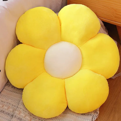 Long Plush Sunflower Pillow Stuffed Flower Shape Floor Mat Baby Game Mat Home Playmat Soft Plant Flower Throw Pillow Cushion