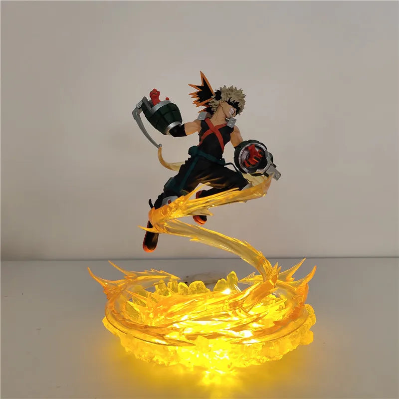 My Hero Academia Bakugou Katsuki vs Midoriya Izuku LED Action Figures PVC Battle Scene Decor - green
