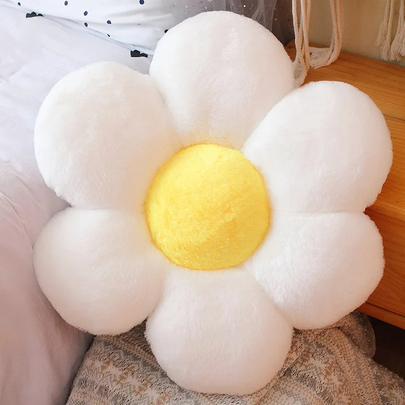 Long Plush Sunflower Pillow Stuffed Flower Shape Floor Mat Baby Game Mat Home Playmat Soft Plant Flower Throw Pillow Cushion