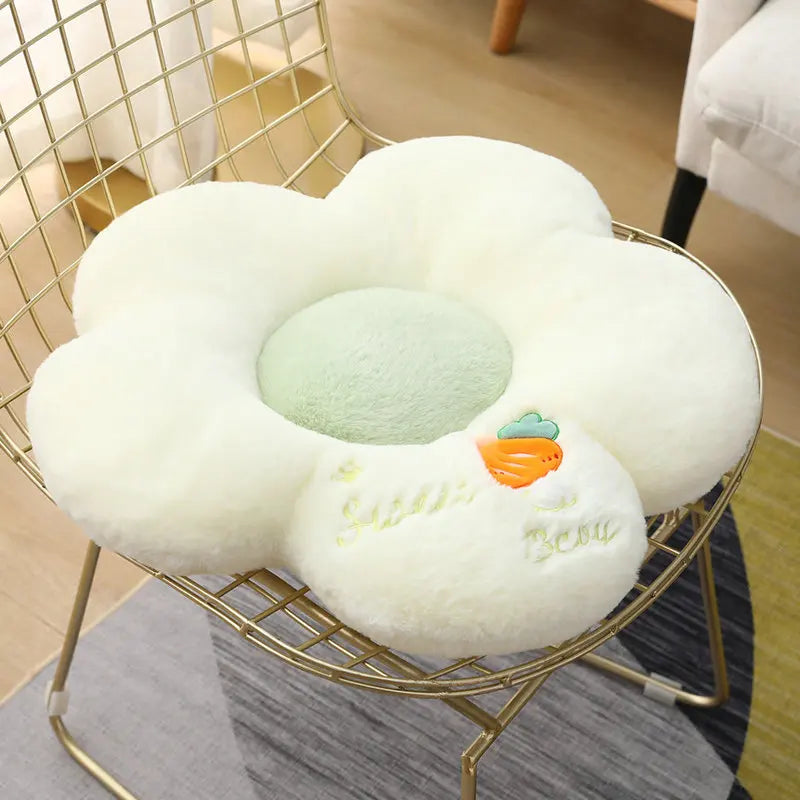 Long Plush Sunflower Pillow Stuffed Flower Shape Floor Mat Baby Game Mat Home Playmat Soft Plant Flower Throw Pillow Cushion