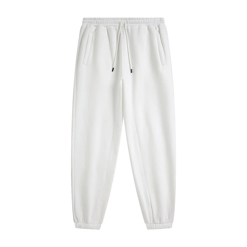 ZODF Unisex 345gsm Fleece Sweatpants Loose Fit Retro Hip Hop Winter Joggers HY0005 - WHITE / XXL / China Mainland