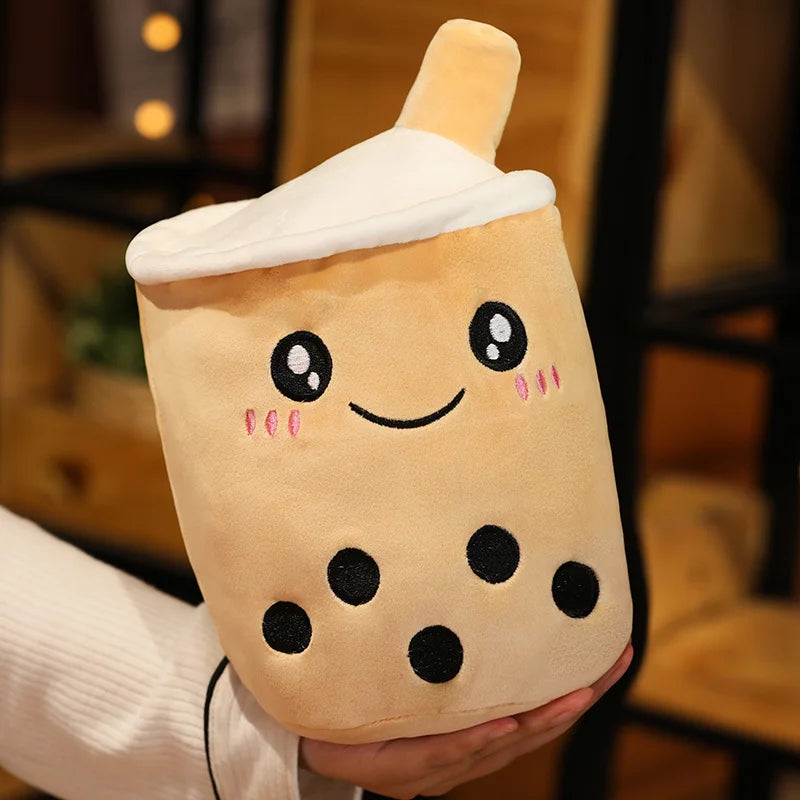 1pc Reversible Boba Plush Toys Double-Sided Bubble Tea Baby  Cuddly Doll Stuffed Two-sided Boba Milk Tea Toy Xmas Gifts for Kids