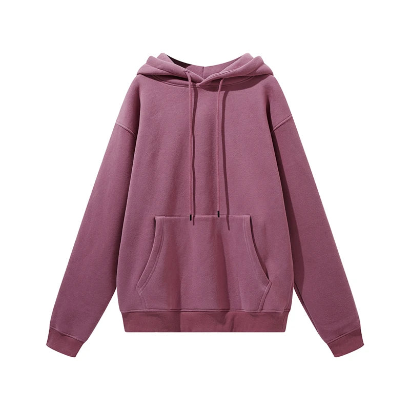 ZODF New Winter Men Basic Thick Fleece 345gsm Hoodies Casual Loose Hip Hop Unisex Hooded Sweatshirt Pullovers Tracksuits HY0010