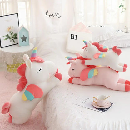 40~100cm Giant Lying Unicorn Plush toy Super Soft stuffed Unicornio Doll Pillow Bed Decor Cushion Phone Holder Gift for Girl