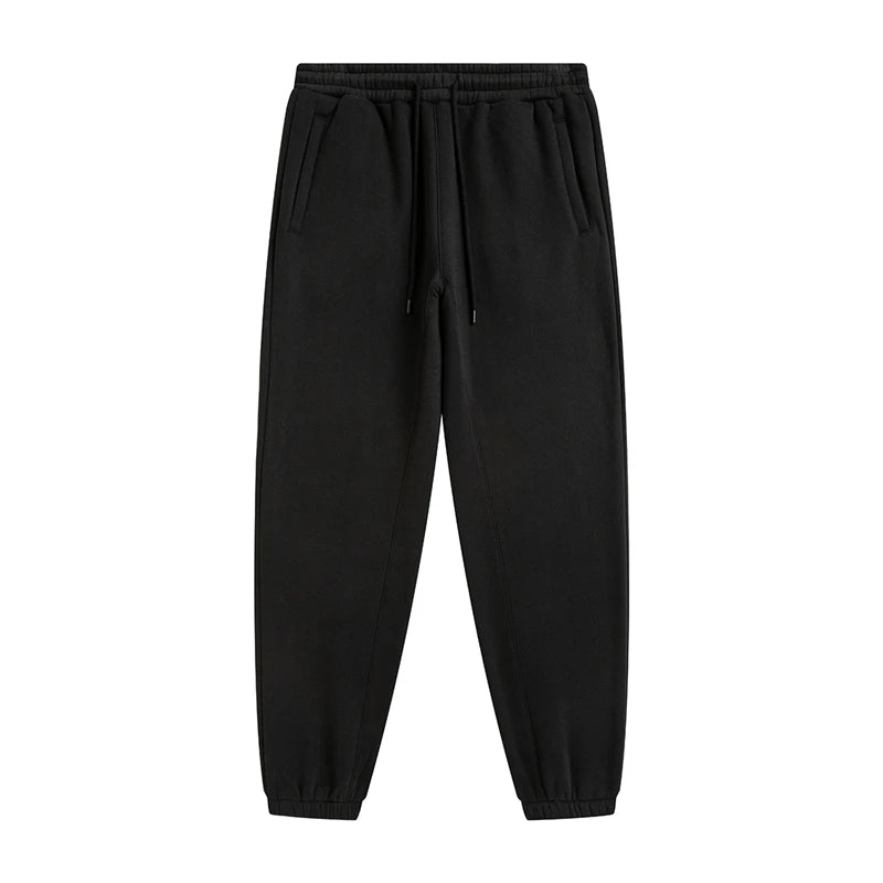 ZODF Unisex 345gsm Fleece Sweatpants Loose Fit Retro Hip Hop Winter Joggers HY0005 - black / XXL / China Mainland