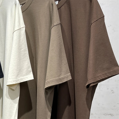 ZODF Trendy Summer 260gsm Cotton Oversized T Shirts For Men Unisex Male Kanye West High Street Solid Tees Brand Tops HY0122