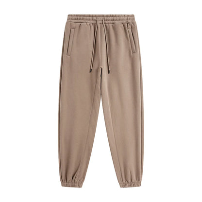 ZODF Unisex 345gsm Fleece Sweatpants Loose Fit Retro Hip Hop Winter Joggers HY0005 - Brown / S / China Mainland