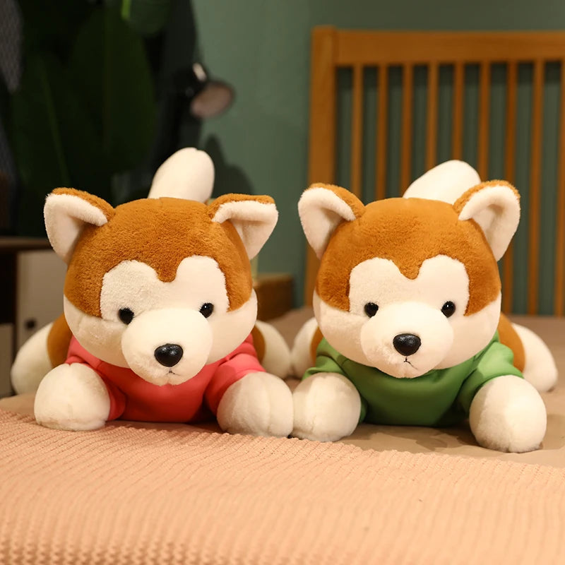 Japan Akita Canis lupus Dog Plush Toy Stuffed Soft Touch Long Plush Lifelike Shiba Inu Dog Doll Birthday Gift for Boy Present