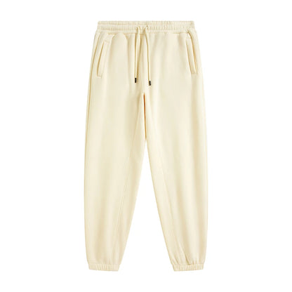 ZODF Unisex 345gsm Fleece Sweatpants Loose Fit Retro Hip Hop Winter Joggers HY0005 - Beige / XXL / China Mainland