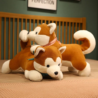 Japan Akita Canis lupus Dog Plush Toy Stuffed Soft Touch Long Plush Lifelike Shiba Inu Dog Doll Birthday Gift for Boy Present