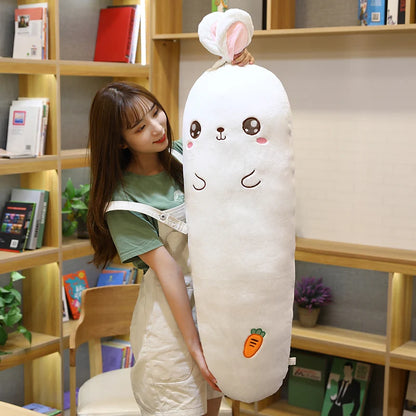 1.1M Long Rectangle Carrot Bunny Plush Pillow Stuffed Soft Bed Pregnant Pinch Leg Pillow Sleeping Boyfriend Throw Pillow Gift