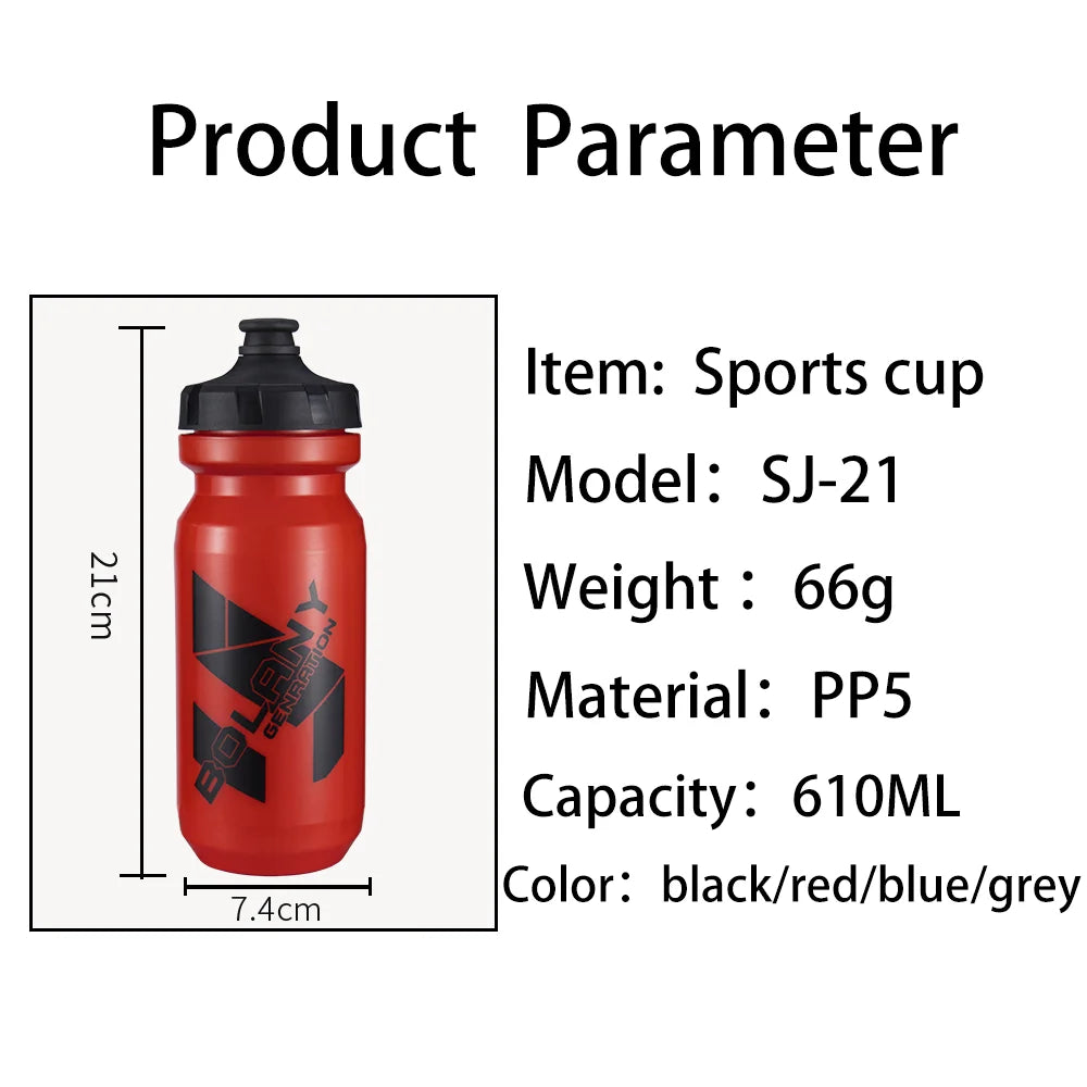 Bolany 610ml Lightweight Plastic Bike Water Bottle Portable Sports Cycling Kettle Outdoor Gym Accessories - Grey