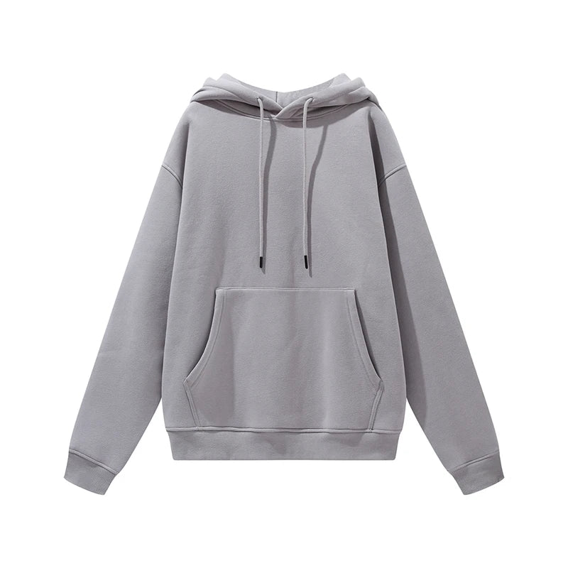 ZODF New Winter Men Basic Thick Fleece 345gsm Hoodies Casual Loose Hip Hop Unisex Hooded Sweatshirt Pullovers Tracksuits HY0010