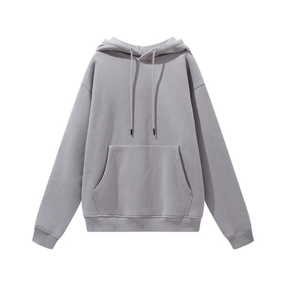 ZODF New Winter Men Basic Thick Fleece 345gsm Hoodies Casual Loose Hip Hop Unisex Hooded Sweatshirt Pullovers Tracksuits HY0010