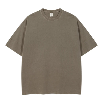 ZODF 2024 Summer Men 200gsm Washed Cotton Solid T Shirts Loose Unisex Male Casual Basic Comfortable T-Shirt Brand Tees HY0254