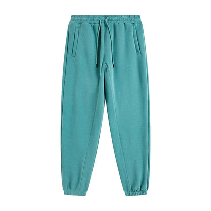 ZODF Unisex 345gsm Fleece Sweatpants Loose Fit Retro Hip Hop Winter Joggers HY0005 - Mid green / XXL / China Mainland