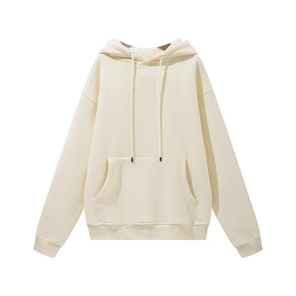 ZODF New Winter Men Basic Thick Fleece 345gsm Hoodies Casual Loose Hip Hop Unisex Hooded Sweatshirt Pullovers Tracksuits HY0010