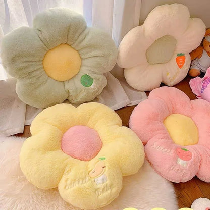 Long Plush Sunflower Pillow Stuffed Flower Shape Floor Mat Baby Game Mat Home Playmat Soft Plant Flower Throw Pillow Cushion