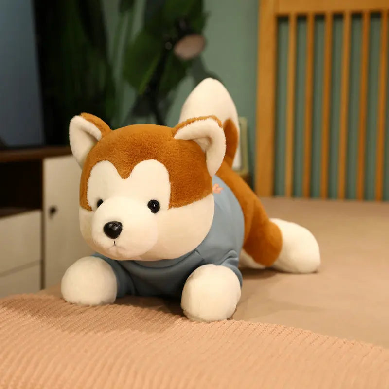Japan Akita Canis lupus Dog Plush Toy Stuffed Soft Touch Long Plush Lifelike Shiba Inu Dog Doll Birthday Gift for Boy Present
