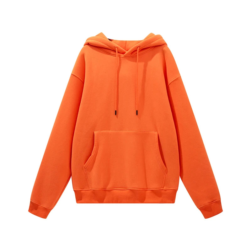 ZODF Winter Men’s Thick Fleece 345gsm Casual Loose Fit Unisex Hooded Sweatshirt Hoodie Pullovers Tracksuit HY0010