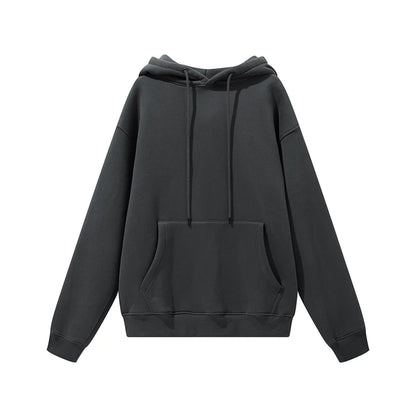 ZODF New Winter Men Basic Thick Fleece 345gsm Hoodies Casual Loose Hip Hop Unisex Hooded Sweatshirt Pullovers Tracksuits HY0010
