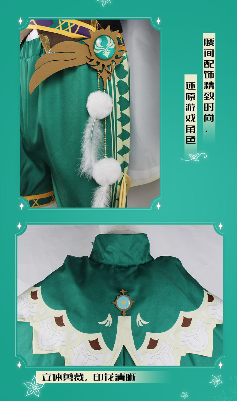 Genshin Impact Venti Cosplay Costume Set Adult Cotton Polyester
