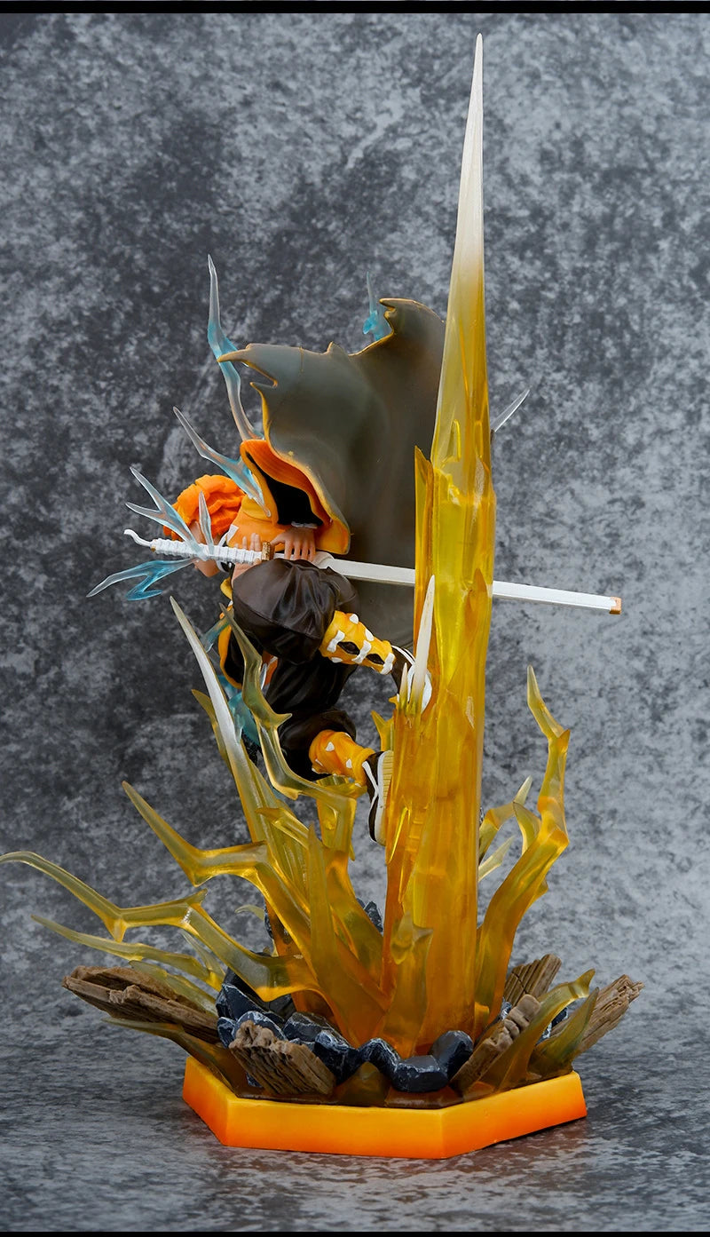 Demon Slayer Figure Agatsuma Zenitsu Double-Headed Luminescable Action Figurine Decoration Model Toys Gift 35cm Anime Statue Pv