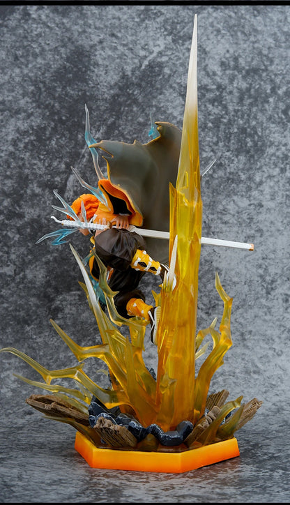 Demon Slayer Figure Agatsuma Zenitsu Double-Headed Luminescable Action Figurine Decoration Model Toys Gift 35cm Anime Statue Pv